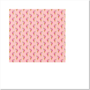 Pink Icecream Turtle Pattern Posters and Art